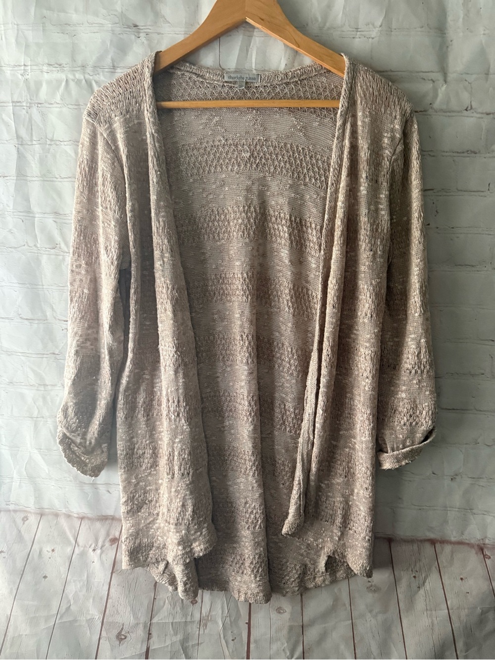 Charlotte Russe Light Beige Open-Front Women's Size Large Cardigan Sweater